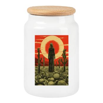 Mystic Desert Moon - Cookie Jar with Wooden Lid - white - Front