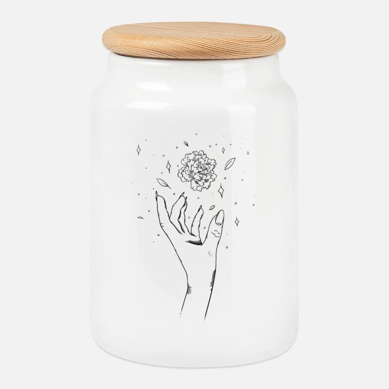 Flower witch - Keksdose mit Holzdeckel - Weiß