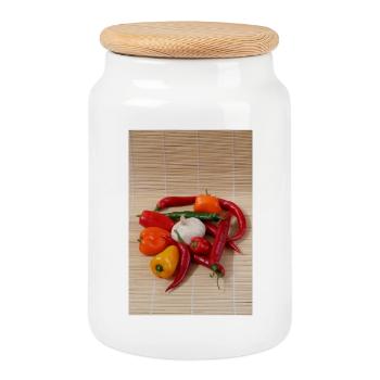 Ronde du CHILI - Boîte à biscuits avec couvercle en bois - blanc - Devant