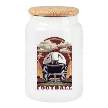 Casque de football - Boîte à biscuits avec couvercle en bois - blanc - Devant