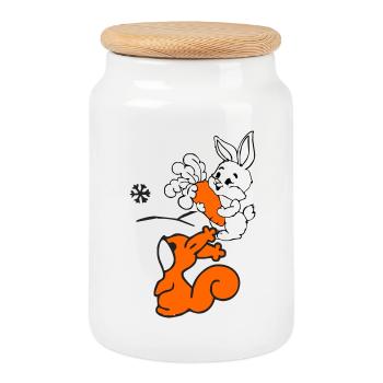 Winter - Keksdose mit Holzdeckel - Weiß - Vorne