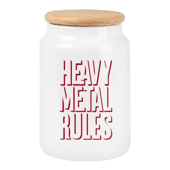 Heavy Metal Rules - Cookie Jar with Wooden Lid - white - Front