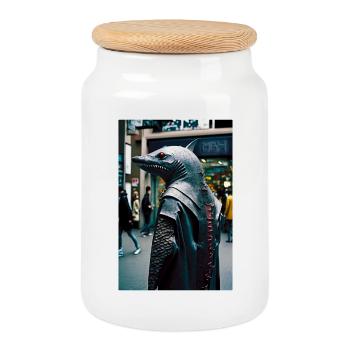 Anthropomorph 09 - Keksdose mit Holzdeckel - Weiß - Vorne