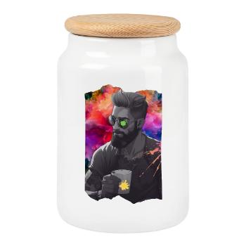 Sépia entre les couleurs - Boîte à biscuits avec couvercle en bois - blanc - Devant
