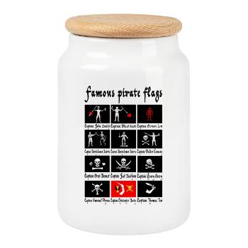 Famous Pirates and Their Flags - Cookie Jar with Wooden Lid - white - Front