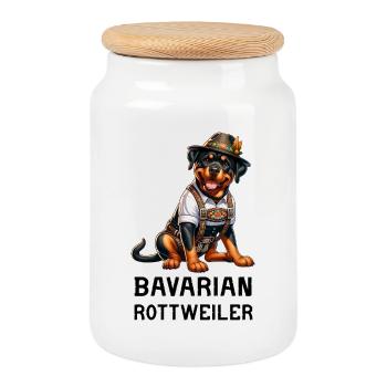 Rottweiler Bayern Design - Cookie Jar with Wooden Lid - white - Front