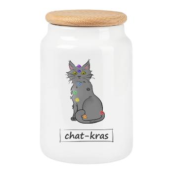 Chat-kras - Cookie Jar with Wooden Lid - white - Front