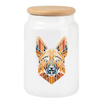 Malinois head geometric art, polygon art - Cookie Jar with Wooden Lid - white - Front