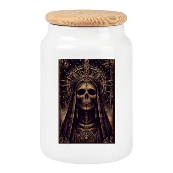 Royal Skull in the Dark - Cookie Jar with Wooden Lid - white - Front