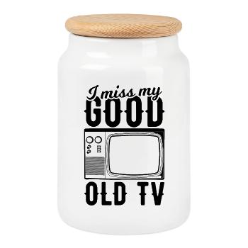 CTR TV - Cookie Jar with Wooden Lid - white - Front