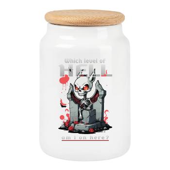 Kawaii Animal Skeleton - Cookie Jar with Wooden Lid - white - Front