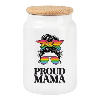 Proud Mama - Cookie Jar with Wooden Lid - white - Front