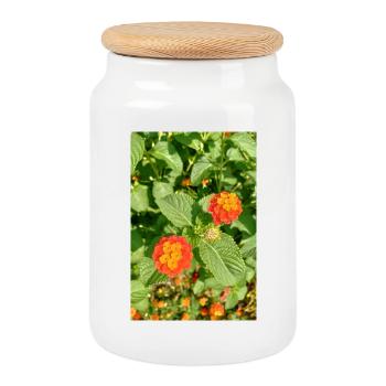 Blooming Garden – Colourful Atmosphere - Cookie Jar with Wooden Lid - white - Front