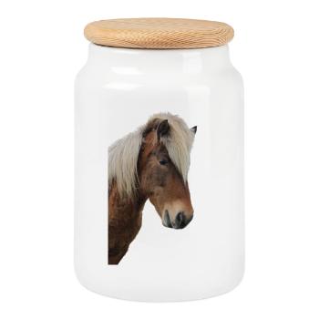 Chevaux T-shirt Cadeau Cavalier - Boîte à biscuits avec couvercle en bois - blanc - Devant