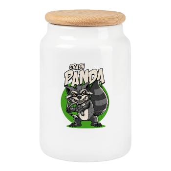 Crash Panda - Anesthesia and Paramedic Design - Cookie Jar with Wooden Lid - white - Front