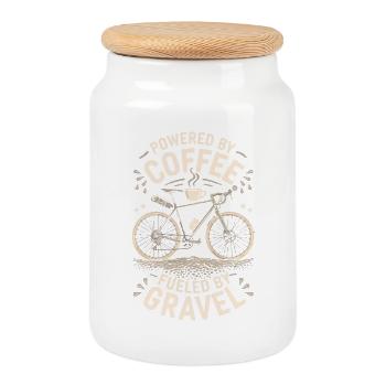 Graphique de vélo alimenté par le café - Boîte à biscuits avec couvercle en bois - blanc - Devant