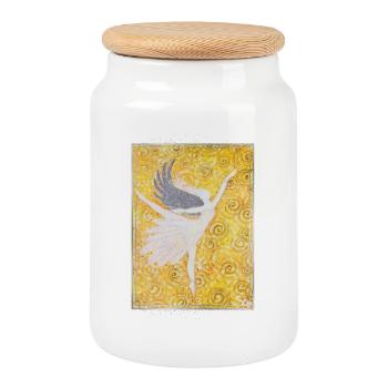 Angel Dancer - Sonja Ariel von Staden - Cookie Jar with Wooden Lid - white - Front