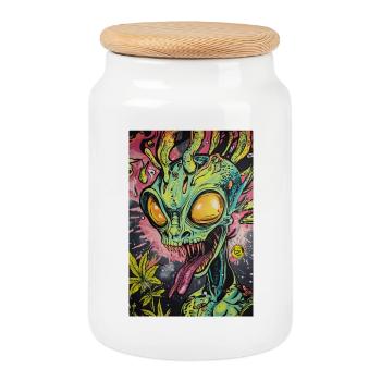Graffiti néon extraterrestre psychédélique - Boîte à biscuits avec couvercle en bois - blanc - Devant