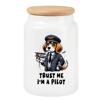 Pilote Beagle - Boîte à biscuits avec couvercle en bois - blanc - Devant