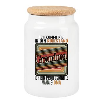 Grand-mère à la retraite Grand-mère Drôle - Boîte à biscuits avec couvercle en bois - blanc - Devant