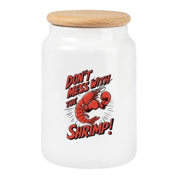 Don’t Mess with the Shrimp - Keksdose mit Holzdeckel - Weiß - Vorne