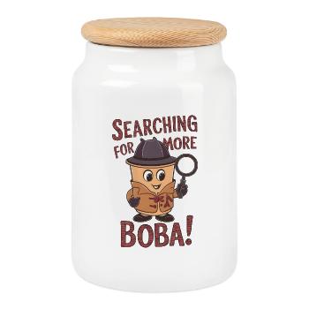 À la recherche de plus de Boba ! - Boîte à biscuits avec couvercle en bois - blanc - Devant
