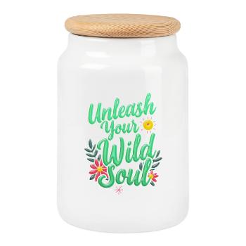 Liberez Votre Ame Sauvage - Unleash Your Wild Soul - Cookie Jar with Wooden Lid - white - Front