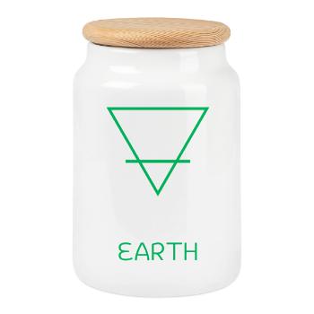 Earth Element - Cookie Jar with Wooden Lid - white - Front