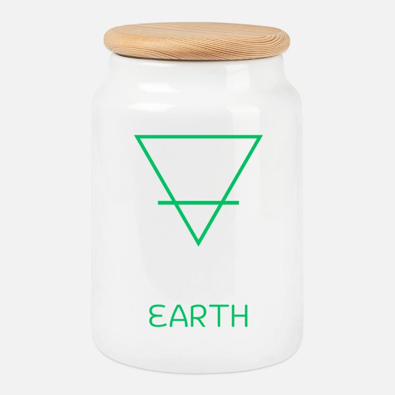 Earth Element - Cookie Jar with Wooden Lid - white
