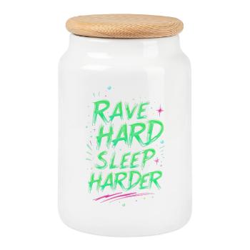 Motivation Éclairage Rave Néon - Boîte à biscuits avec couvercle en bois - blanc - Devant