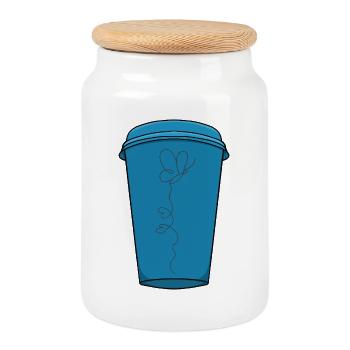 A drink for lovers - Cookie Jar with Wooden Lid - white - Front