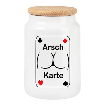 Arsch Karte Wortwitz Print - Keksdose mit Holzdeckel - Weiß - Vorne