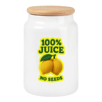 100% Juice NO SEEDS - Cookie Jar with Wooden Lid - white - Front