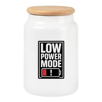 Low Power Mode - Cookie Jar with Wooden Lid - white - Front