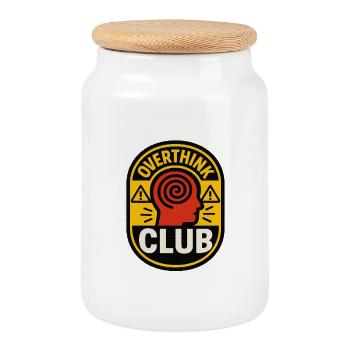 Overthink Club - Cookie Jar with Wooden Lid - white - Front