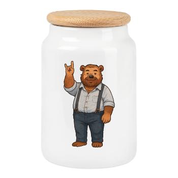 Brummbär rocks - Cookie Jar with Wooden Lid - white - Front