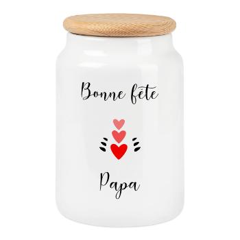 HAPPY FATHER'S DAY. DAD. FATHER'S DAY. FATHER - Cookie Jar with Wooden Lid - white - Front