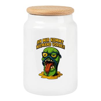 An mir kommt niemand vorbei Monster - Keksdose mit Holzdeckel - Weiß - Vorne