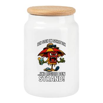 Shadow hero on the beach - Cookie Jar with Wooden Lid - white - Front