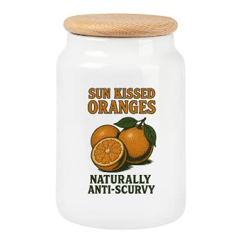 Orange Summer Fruit Citrus Paradise - Cookie Jar with Wooden Lid - white - Front