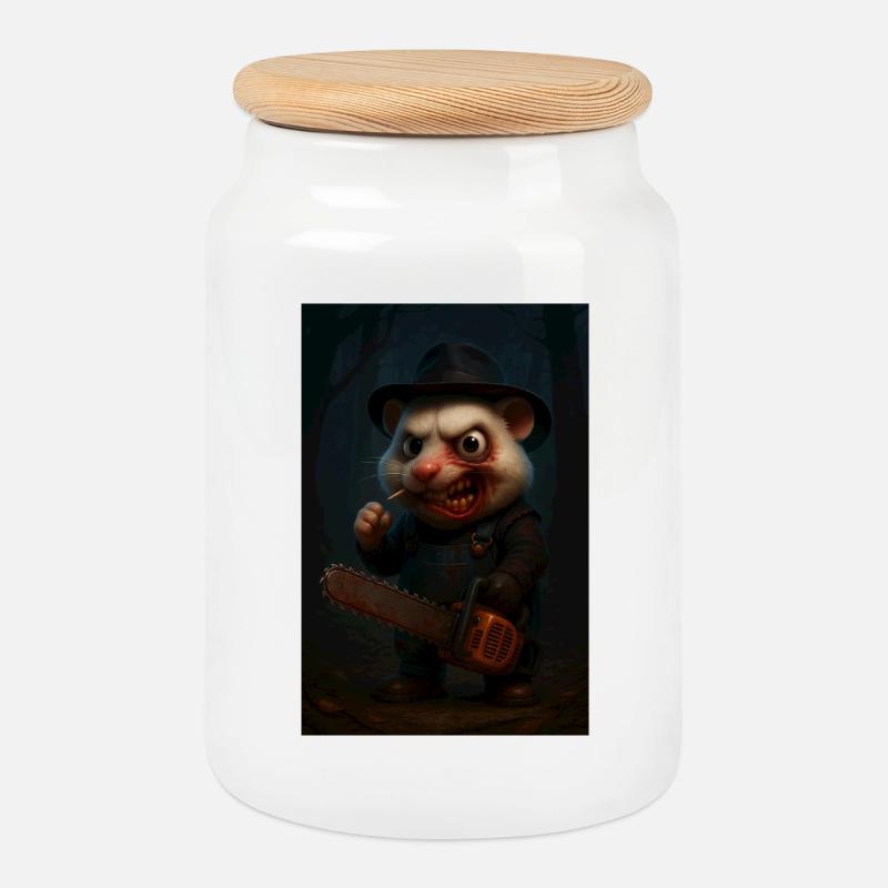 Mr.M - Cookie Jar with Wooden Lid - white