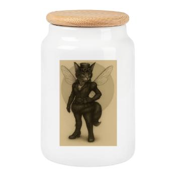 Dame Steamcat - Boîte à biscuits avec couvercle en bois - blanc - Devant