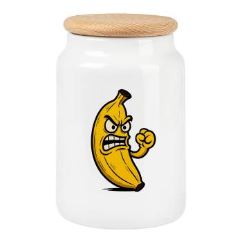 Bad Banana Vibes - Cookie Jar with Wooden Lid - white - Front