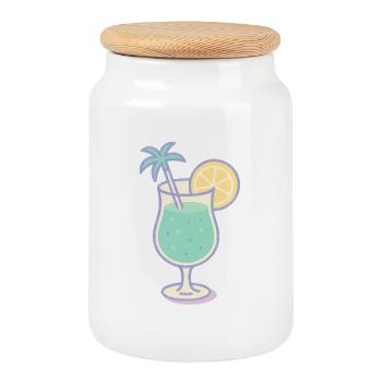 Sippin' in Paradise - Cookie Jar with Wooden Lid - white - Front