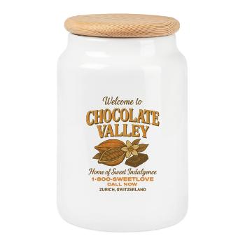 Chocolate Valley - Cookie Jar with Wooden Lid - white - Front