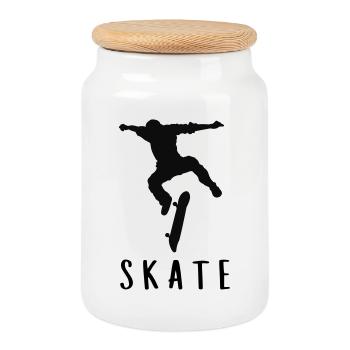 Skater - Keksdose mit Holzdeckel - Weiß - Vorne