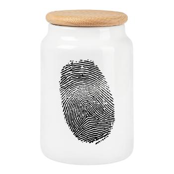 Fingerabdruck - Keksdose mit Holzdeckel - Weiß - Vorne