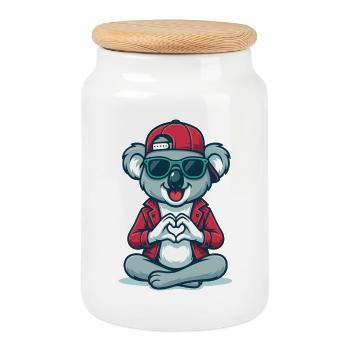 Chill Heart Koala - Cookie Jar with Wooden Lid - white - Front