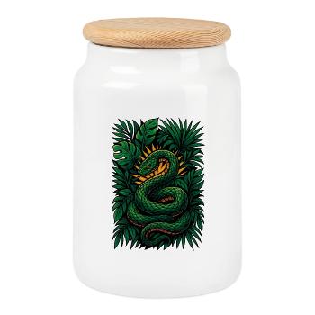 Sunburst Serpent - Boîte à biscuits avec couvercle en bois - blanc - Devant