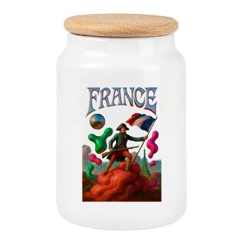 Héros français en révolution onirique - Boîte à biscuits avec couvercle en bois - blanc - Devant